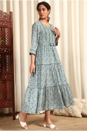 Rayon Gown Dress with Printed GW1202