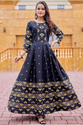 Black Gown Dress in Weaving Rayon GW1168