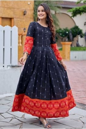 Rayon Weaving Black Gown Dress with Dupatta GW1169