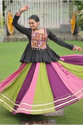 Multicolor Embroidered Rayon Lehenga Choli LC8521