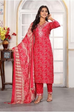 Rayon Salwar Kameez in Pink with Printed SK155911
