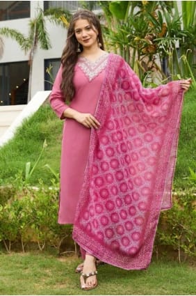 Pink Embroidered Rayon Salwar Kameez SK155759