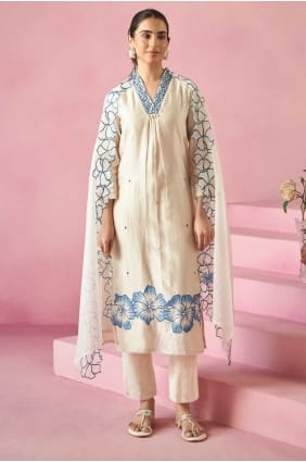 Cream Weaving Rayon Salwar Kameez SK155747