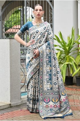 Rama Saree in Banarasi silk with Resham,zari SR29787
