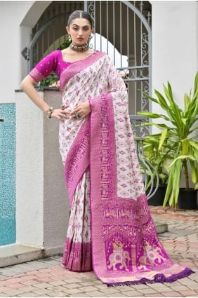 Banarasi silk Magenta Saree in Resham,zari SR29784