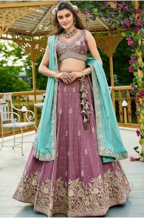 Rosegold Lehenga Choli in Chiffon with Embroidered LC8597