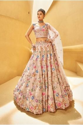 Rosegold Sequins Organza Party Lehenga Choli LC8281