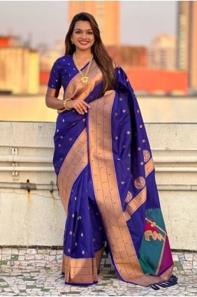 Royal blue Weaving Silk Saree SR28036