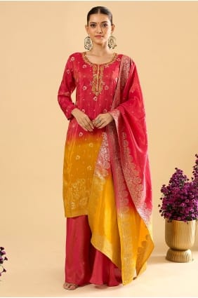 Rust Hand Jacquard Palazzo Suit PZ4526