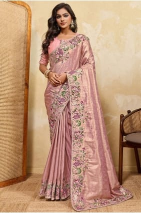 Pink Saree in Lace Silk SR29627