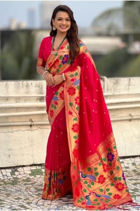 Weaving Silk Saree in Pink SR29513