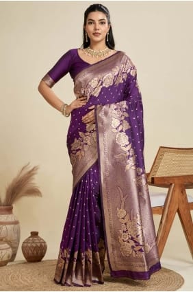 Weaving Silk Saree in Violet SR29150