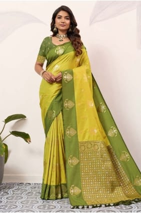 Yellow Saree with Weaving Silk SR29663