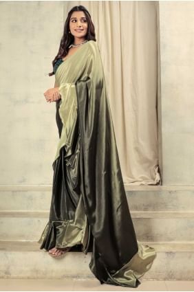 Designer Satin Green Saree in Printed SR28728