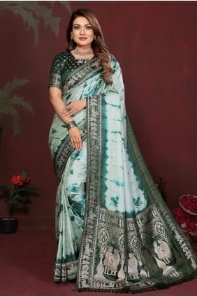 Green Zari Satin Saree with Elegant Finish SR29855