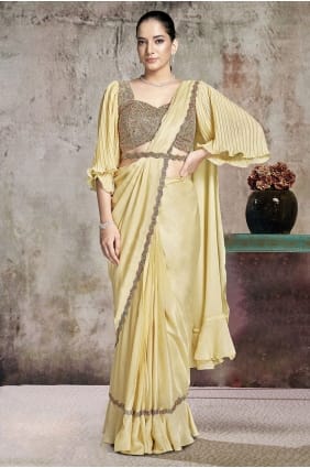 Yellow Hand Satin Saree SR29806