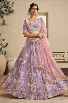 Lavender Weaving Satin Lehenga Choli LC8618