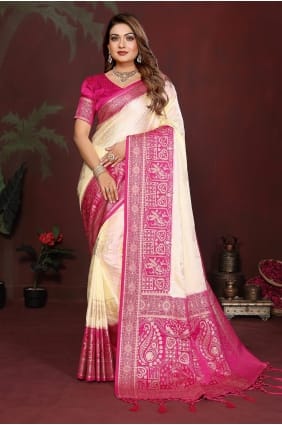 Cream Zari Satin Saree for Party Wear SR29927