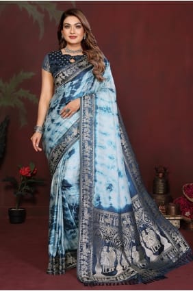 Blue Zari Satin Saree with Rich Look SR29857