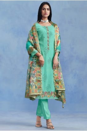 Sea green Salwar Kameez in Embroidered Georgette SK15773