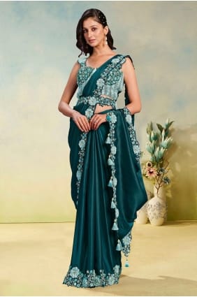 Hand Silk Sea green Saree with Blouse SR29178