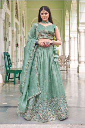 Sea green Lehenga Choli in Thread Silk LC8906