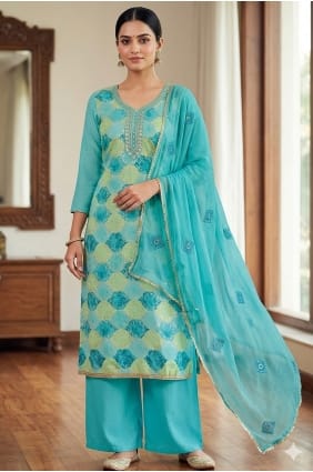 Muslin Sea green Salwar Kameez in Printed SK159112
