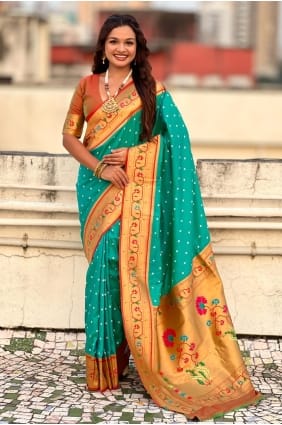 Weaving Silk Saree in Sea green SR29475