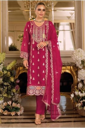 Magenta Sequins Chinon chiffon Eid Salwar Kameez SK155955