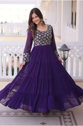 Georgette Gown Dress with Sequins GW1256