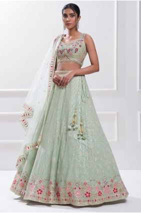 Georgette Lehenga Choli in Pista with Sequins LC8579