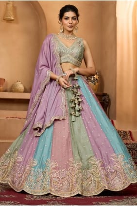 Multicolor Lehenga Choli in Georgette with Sequins LC8770