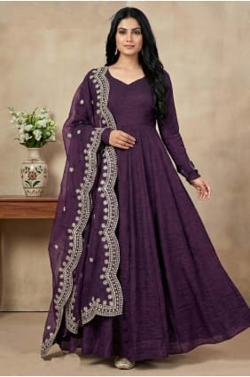 Wine Salwar Kameez in Sequins Silk AS4211