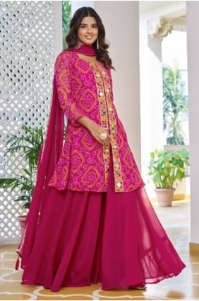 Sharara Suit in Pink Faux georgette with Mirror SS1287