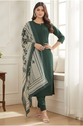 Green Salwar Kameez in Silk with Digital print SK155953