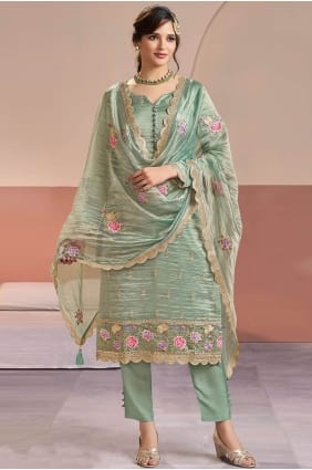 Silk Salwar Kameez with Embroidered SK15886