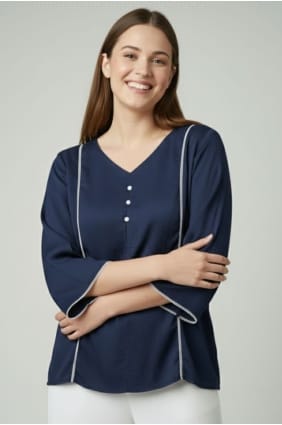 Plain Silk Kurti in Blue KTI2757