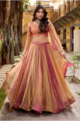 Multi color Silk Lehenga Choli with Thread Embroidery,Sequins LC8966
