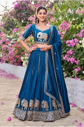 Silk Thread Teal Lehenga Choli with Dupatta LC8950
