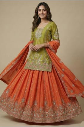 Sequins Eid Palazzo Suit in Yellow Silk PZ4280