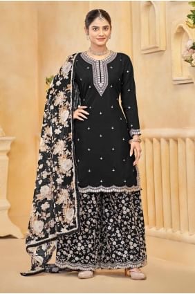 Silk Palazzo Suit with Embroidered PZ4129