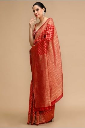 Glamorous Silk Saree in Red with Weaving SR28736