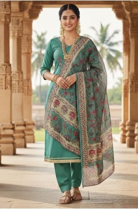 Silk Blue Salwar Kameez in Embroidered SK15826