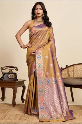 Gold Saree in Weaving Silk SR28998