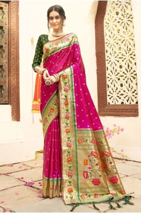 Magenta Weaving Saree in Silk SR29021