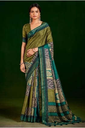 Mahendi Digital print Saree in Silk SR29524