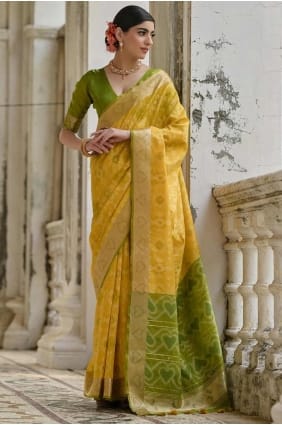Silk Saree in Yellow with Weaving SR28162