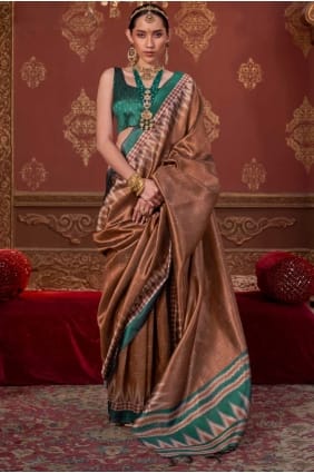 Brown Silk Saree in Embroidered SR29548