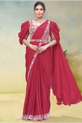 Hand Silk Saree in Gajari SR29180