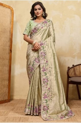 Silk Lace Sea green Saree with Blouse SR29628